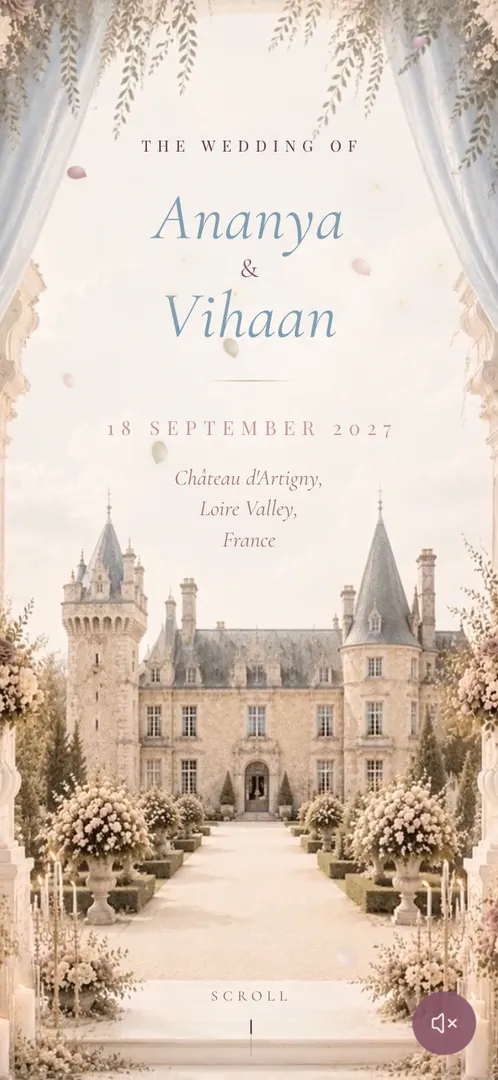 The Château Bleu, a wedding by the river invitation