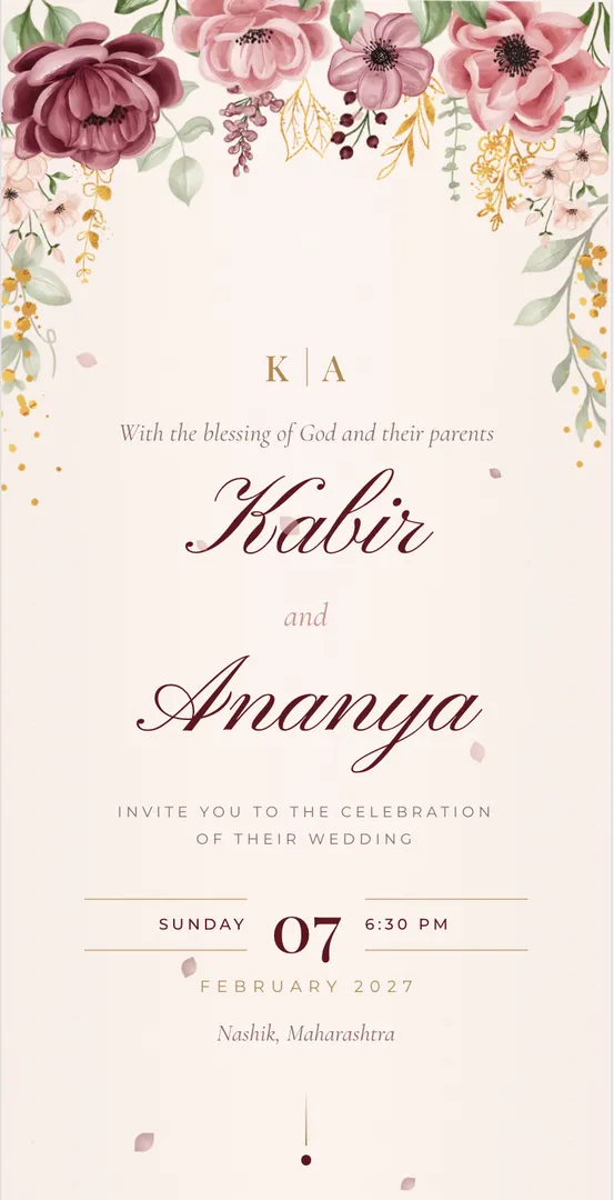 The Roses in Deep Wine invitation